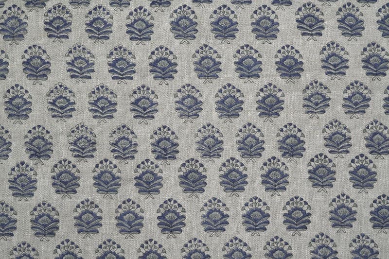 Indian Aristan Hand Block Print Blue Thick Linen Fabric – Bheeshma