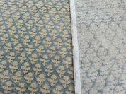 Aristan Hand Block Print Blue Mustard Thick Linen Fabric - Gulmohar