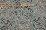 Block print linen fabric pillow, cushion, window linen curtain, floral handmade art, Indian textile, linen drapery upholstery - KAMAL DUTTA