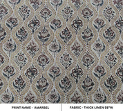 Aristan Hand Block Print Maroon Floral Thick Linen Fabric - Amerbel