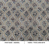 Aristan Hand Block Print Maroon Floral Thick Linen Fabric - Amerbel