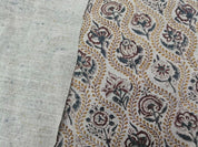 Aristan Hand Block Print Maroon Floral Thick Linen Fabric - Amerbel