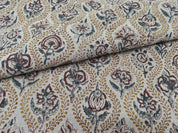 Aristan Hand Block Print Maroon Floral Thick Linen Fabric - Amerbel