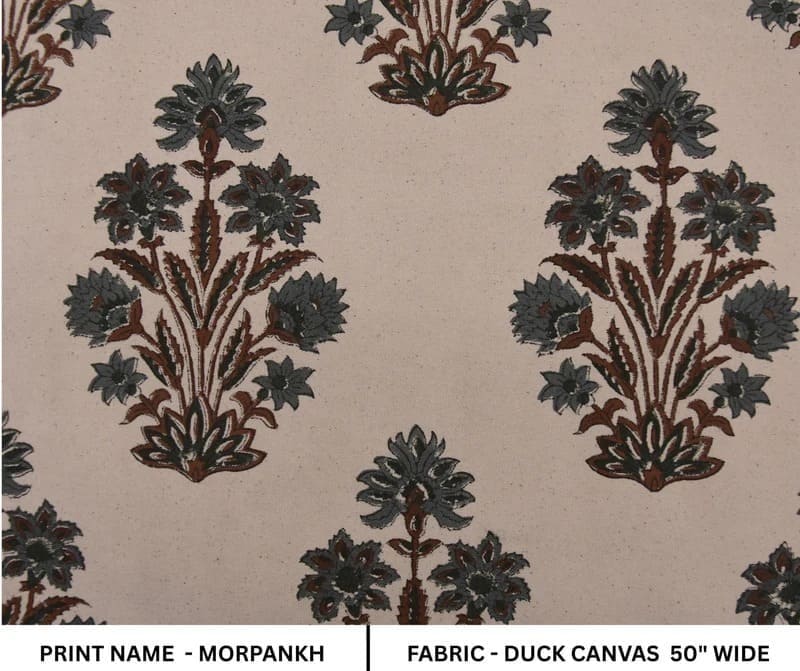 Aristan Handcrafted Block Print Gray Duck Canvas  Fabric – Morpankh