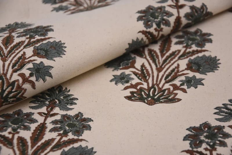 Aristan Handcrafted Block Print Gray Duck Canvas  Fabric – Morpankh
