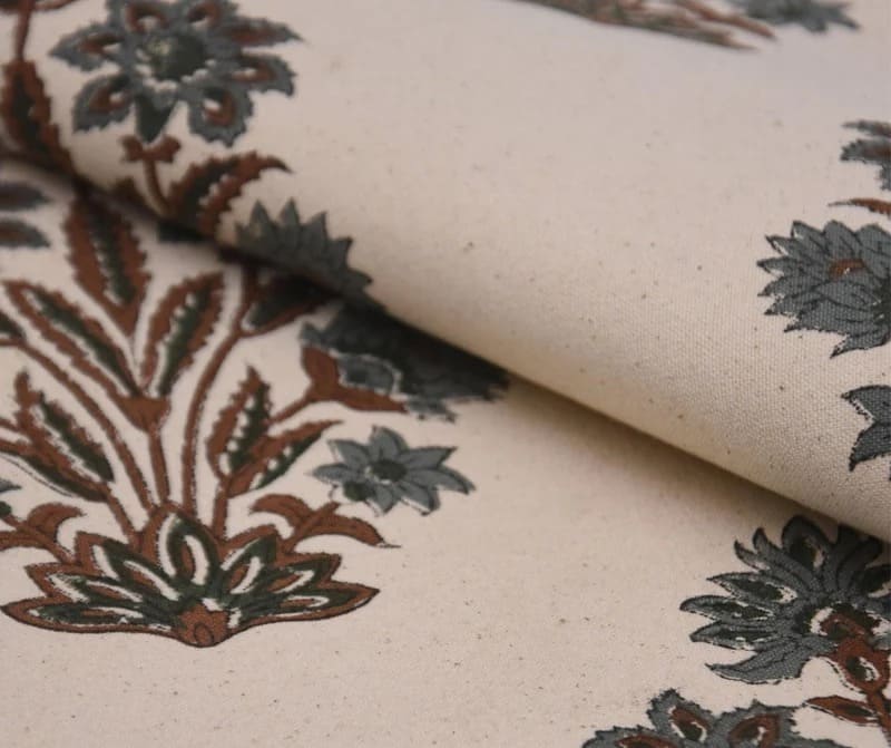Aristan Handcrafted Block Print Gray Duck Canvas  Fabric – Morpankh