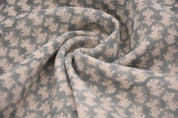 Aristan Handmade Block Print Beige Floral Thick Linen Fabric - Traz