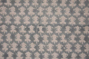 Aristan Handmade Block Print Beige Floral Thick Linen Fabric - Traz