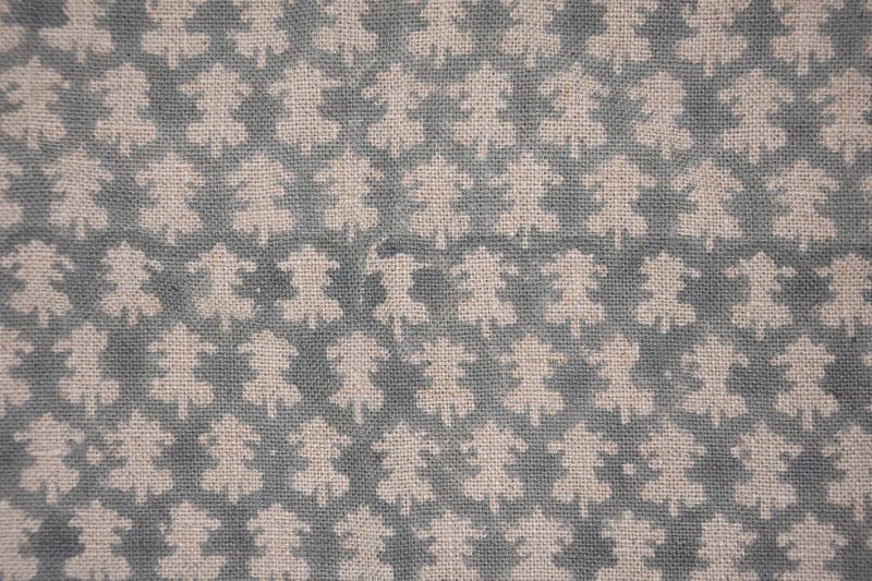 Aristan Handmade Block Print Beige Floral Thick Linen Fabric - Traz