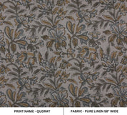 Aristan Handmade Block Print Brown Pure Linen Fabric - Qudrat