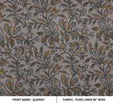 Aristan Handmade Block Print Brown Pure Linen Fabric - Qudrat