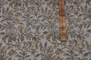 Aristan Handmade Block Print Brown Pure Linen Fabric - Qudrat