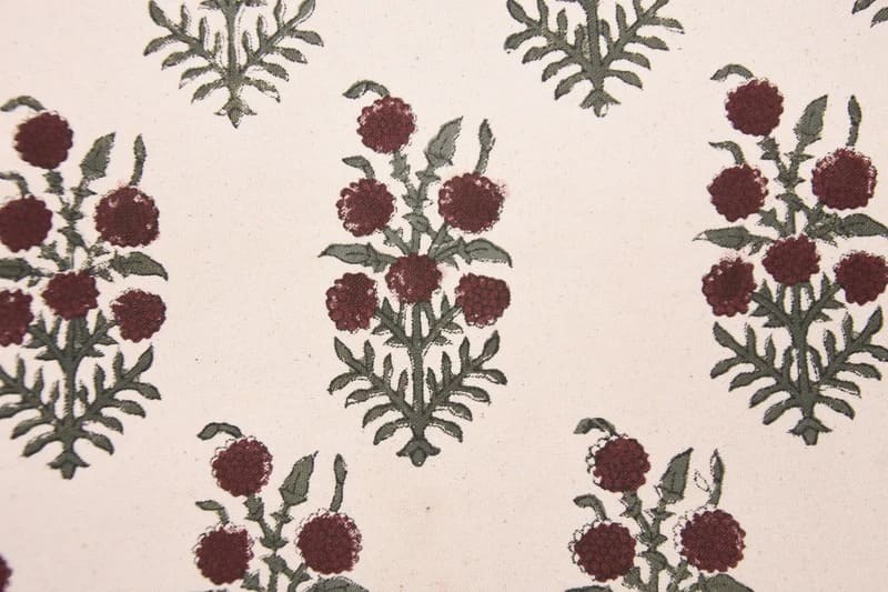 Aristan Handmade Block Print Green Thick Cotton Fabric - Hjara