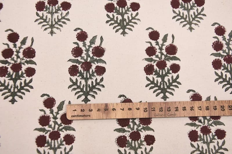 Aristan Handmade Block Print Green Thick Cotton Fabric - Hjara