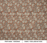 Aristan Pure Linen Hand Block Print Brown Floral Fabric - Haridwar