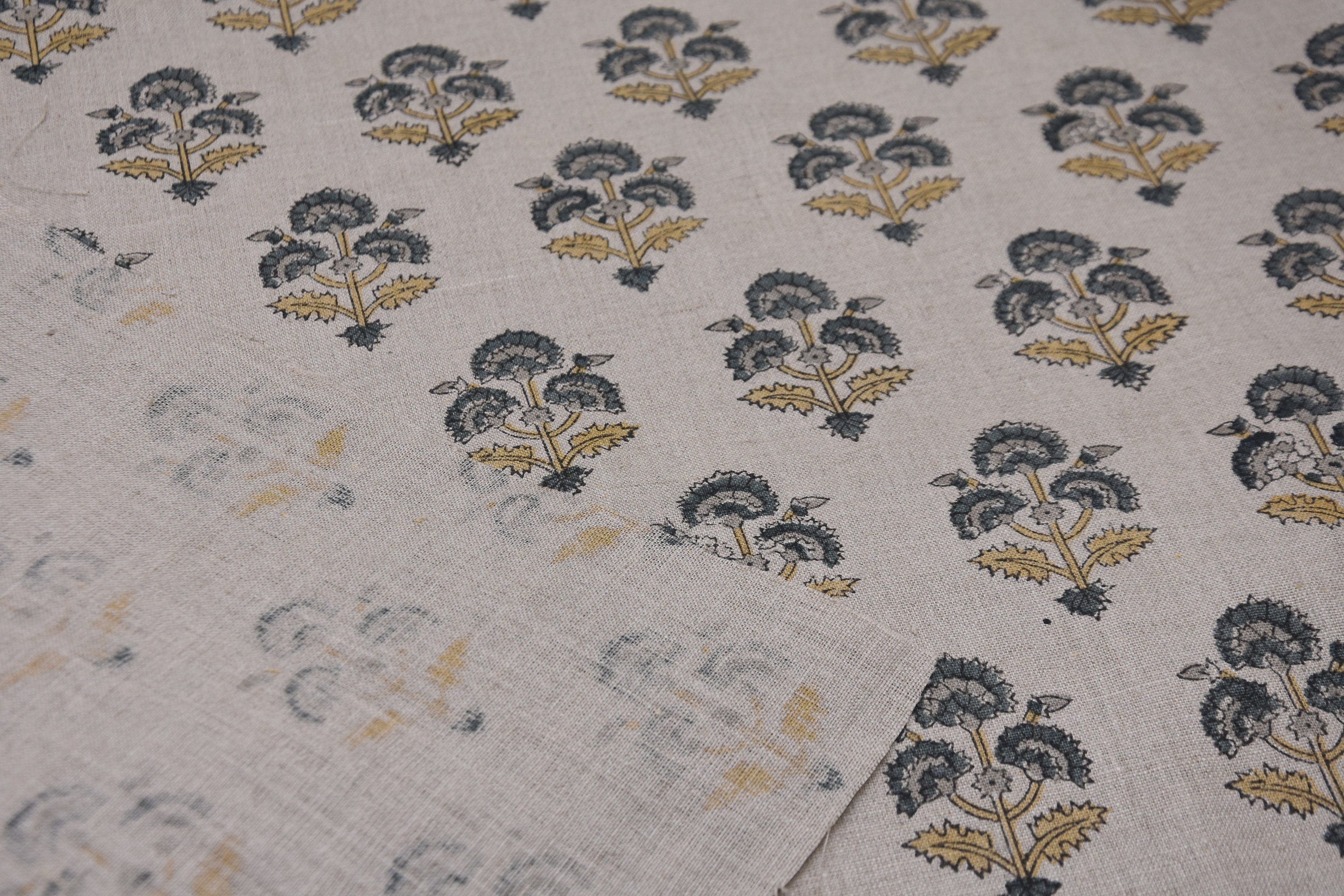 Pure linen 58" wide window curtains, heavy linen fabric, table cover, lampshades, decorative cushions - TRAFFIC LIGHT