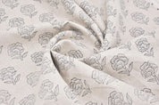 Aristan Pure Linen Hand Block Print Grey Floral Fabric - Rohini