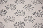 Aristan Pure Linen Hand Block Print Grey Floral Fabric - Rohini