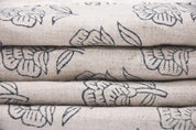 Aristan Pure Linen Hand Block Print Grey Floral Fabric - Rohini