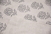 Aristan Pure Linen Hand Block Print Grey Floral Fabric - Rohini