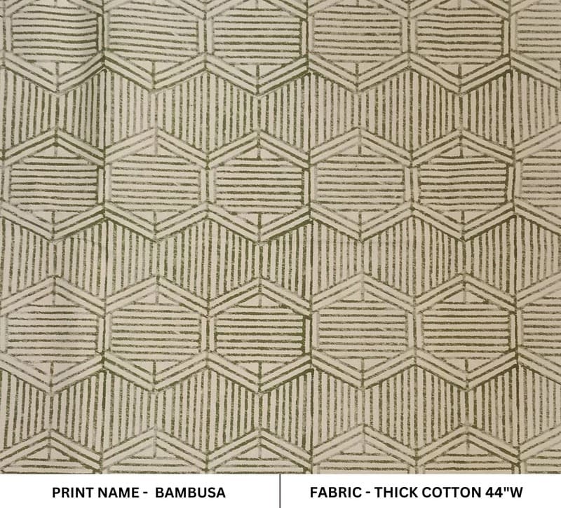Aristan Thick Cotton Hand Block Print Beige Floral Fabric - Bambusa