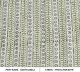 AristanThick Linen Hand Block Print Green Fabric - Godhulibela