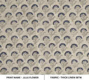 Aristanal Hand Block Print Beige FloralThick Linen Flower - Juju Flower