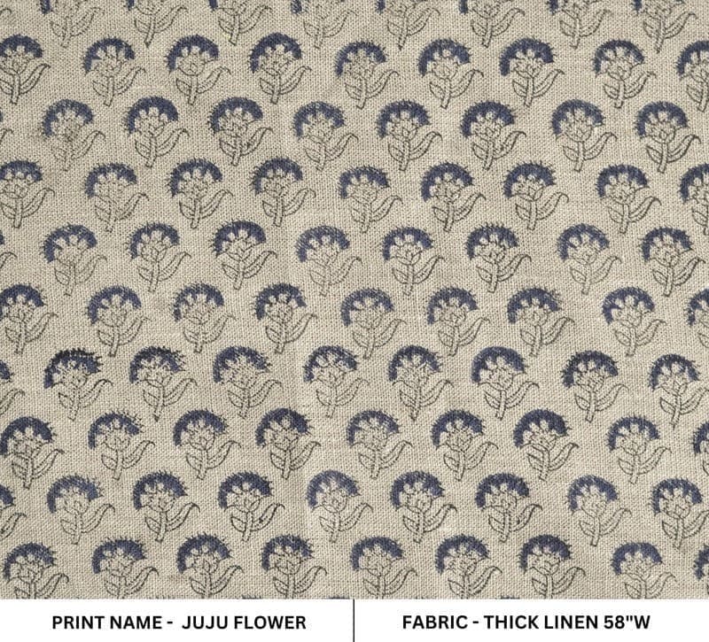 Aristanal Hand Block Print Beige FloralThick Linen Flower - Juju Flower