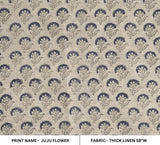 Aristanal Hand Block Print Beige FloralThick Linen Flower - Juju Flower