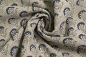 Aristanal Hand Block Print Beige FloralThick Linen Flower - Juju Flower
