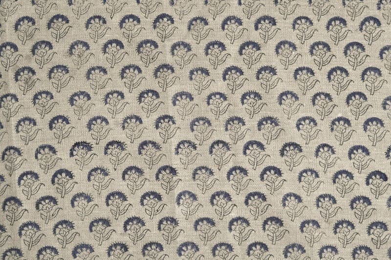 Aristanal Hand Block Print Beige FloralThick Linen Flower - Juju Flower