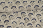 Aristanal Hand Block Print Beige FloralThick Linen Flower - Juju Flower