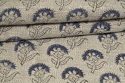 Aristanal Hand Block Print Beige FloralThick Linen Flower - Juju Flower