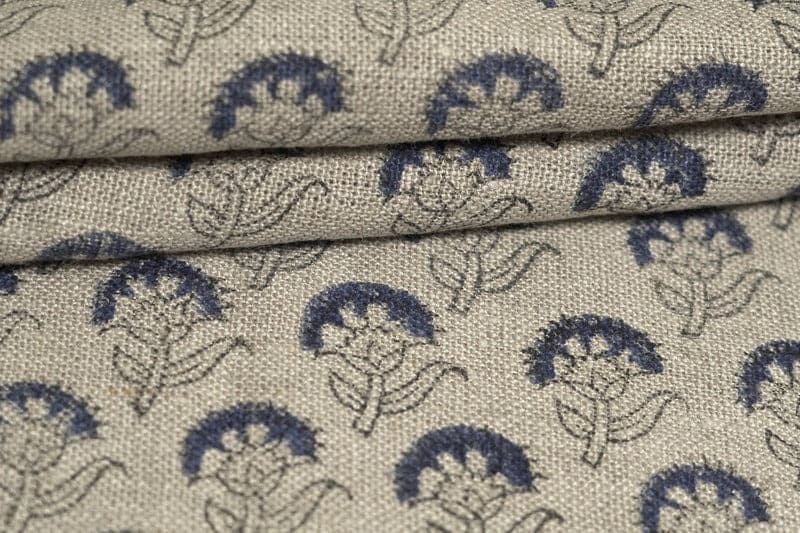 Aristanal Hand Block Print Beige FloralThick Linen Flower - Juju Flower