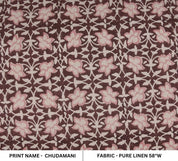 Aristan Hand Block Print Pink Pure Linen Fabric - Chudamani