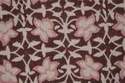 Aristan Hand Block Print Pink Pure Linen Fabric - Chudamani