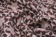 Aristan Hand Block Print Pink Pure Linen Fabric - Chudamani