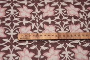 Aristan Hand Block Print Pink Pure Linen Fabric - Chudamani