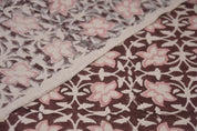 Aristan Hand Block Print Pink Pure Linen Fabric - Chudamani