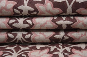 Aristan Hand Block Print Pink Pure Linen Fabric - Chudamani