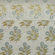 Arsitan Handmade  Block Printed Blue Floral Viscose Linen Fabric - Neha