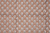 Duck Canvas 50" Wide Hand Block Printed Brown Mini Floral Fabric for Pillow Covers - MOGRA PHOOL
