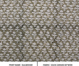 Handcrafted Floral Block Printed Sage Green and Silver Duck Canvas Fabric for Window Curtains – Gulmohar