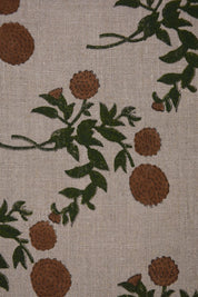 Linen Block Print Fabric 58&quot; Width Heavy Linen Natural Base Color Curtains and Drapes Upholstery Tablecloths and Runners Bedding Tote Bag by Fabritual