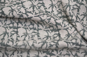 Handcrafted Indian Block Printed Premium Gray Floral Thick Linen 58" Wide Fabric – Midnight Gudhal