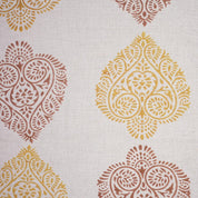 Hand Block Print Cushion Cover Mustard and Maroon Pan Floral in Pure Linen Fabric for Living Room