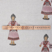 Block Printed Handmade Art Natural Pure Linen Decorative Fabric for Cushion Cover - Katputli