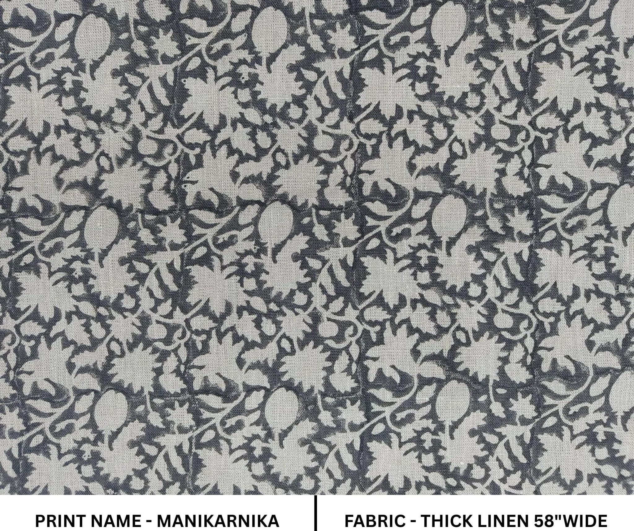 Linen Block Print Fabric 58 Inch Width Heavy Weight Linen Natural Base Color Curtains and Drapes Upholstery Handmade Art Pillow Covers Tablecloths and Runners Bedding Tote Bag Lampshades Napkins by Fabritual