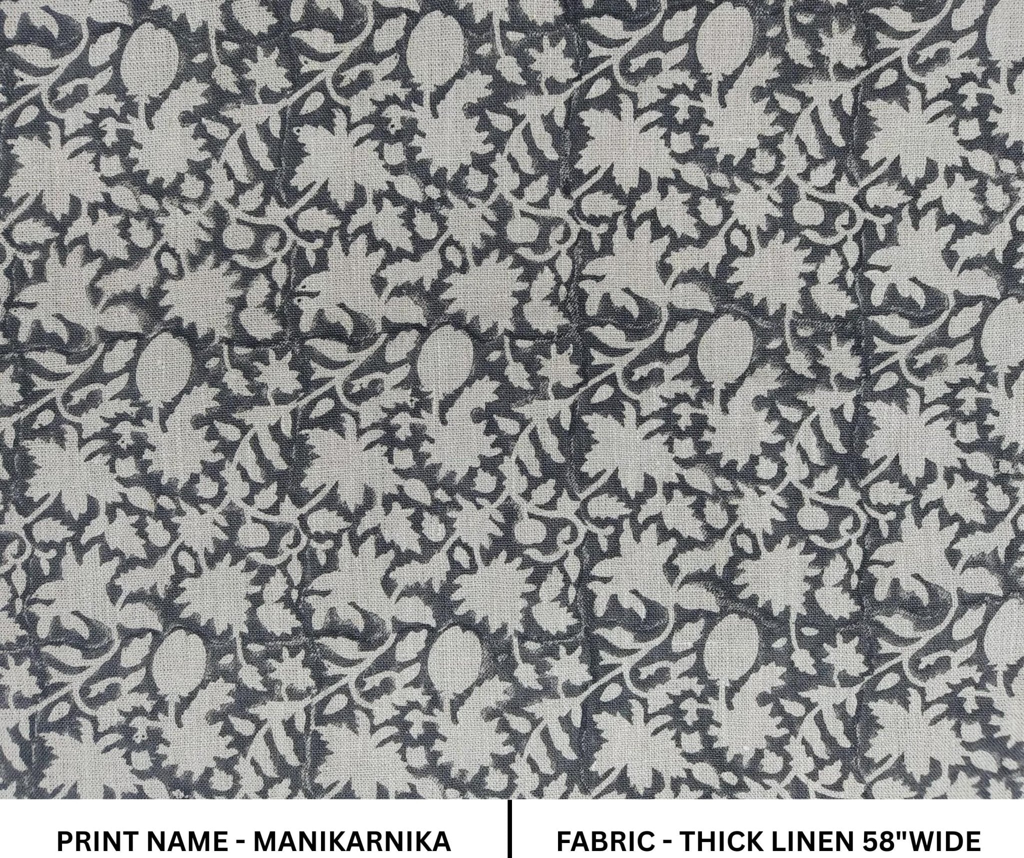 Linen Block Print Fabric 58 Inch Width Heavy Weight Linen Natural Base Color Curtains and Drapes Upholstery Handmade Art Pillow Covers Tablecloths and Runners Bedding Tote Bag Lampshades Napkins by Fabritual