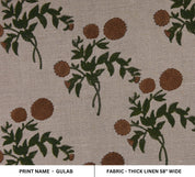 Linen Block Print Fabric 58&quot; Width Heavy Linen Natural Base Color Curtains and Drapes Upholstery Pillow Covers Tablecloths and Runners Bedding Tote Bag by Fabritual